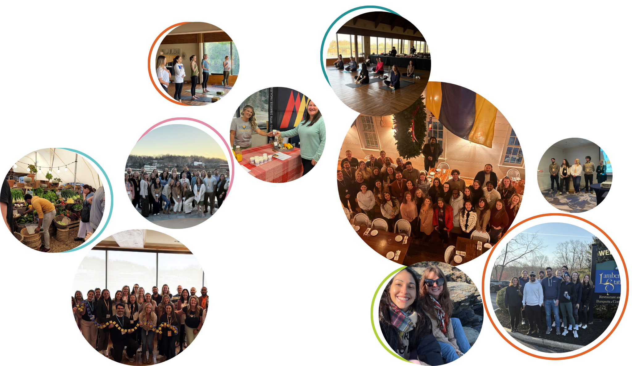 Collage of HUSK team photos showing the workplace wellness partner