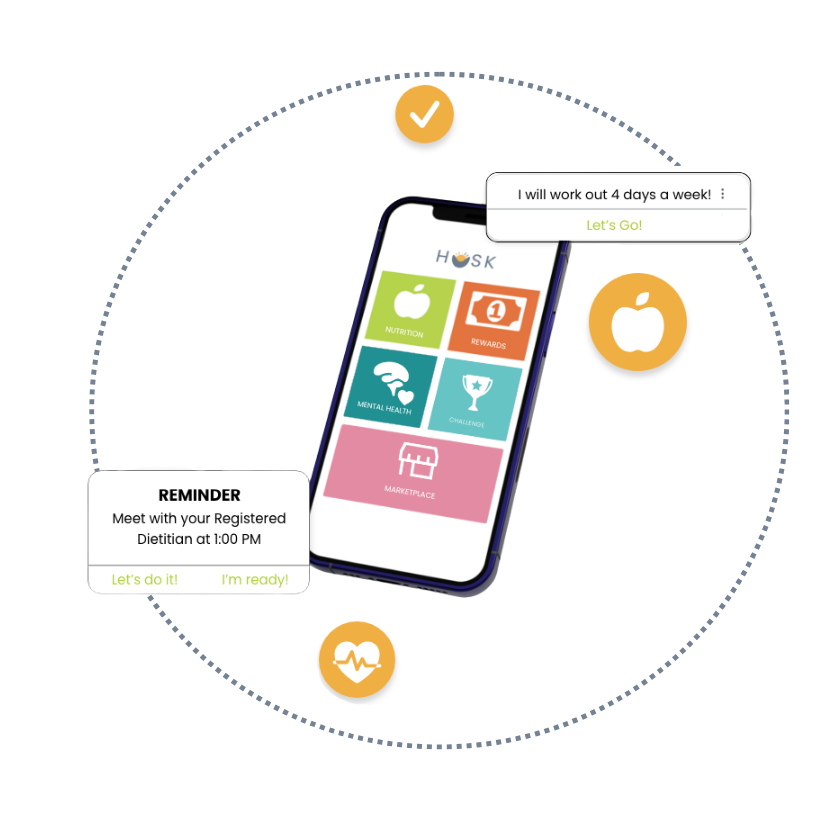 Image of HUSK's corporate wellness programs on phone