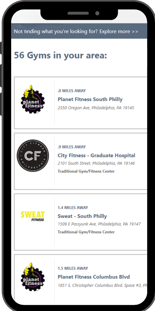 Phone showing corporate wellness partnership marketplace