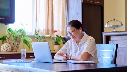 Woman doing online therapy