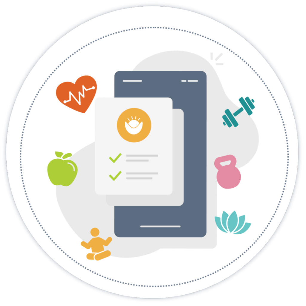 Icons symbolizing employee wellness programs