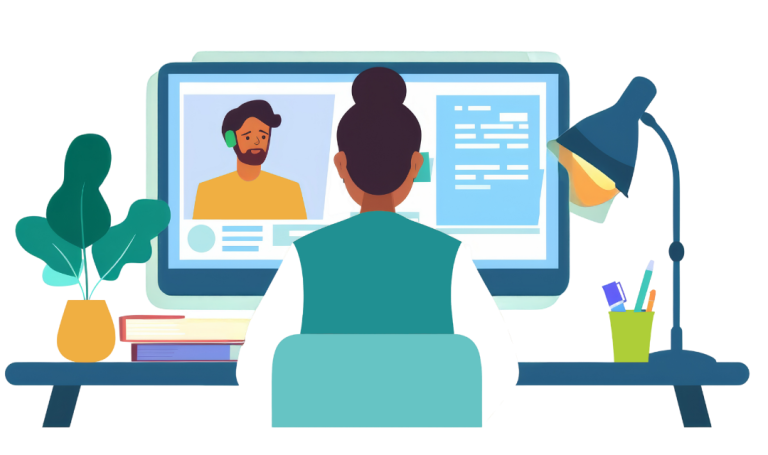 virtual therapy seminar illustration